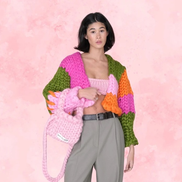 Hope Macaulay colassal Knit cardigan Sweater in Pink, Green, and Orange - Picture 16 of 16
